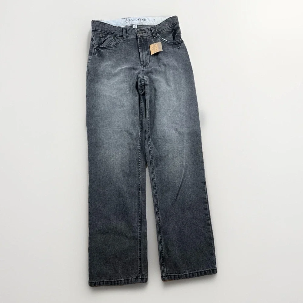 Lands' End Jeans Size 18 Kids Mid Rise Stretch Straight Leg Blue Denim NWT